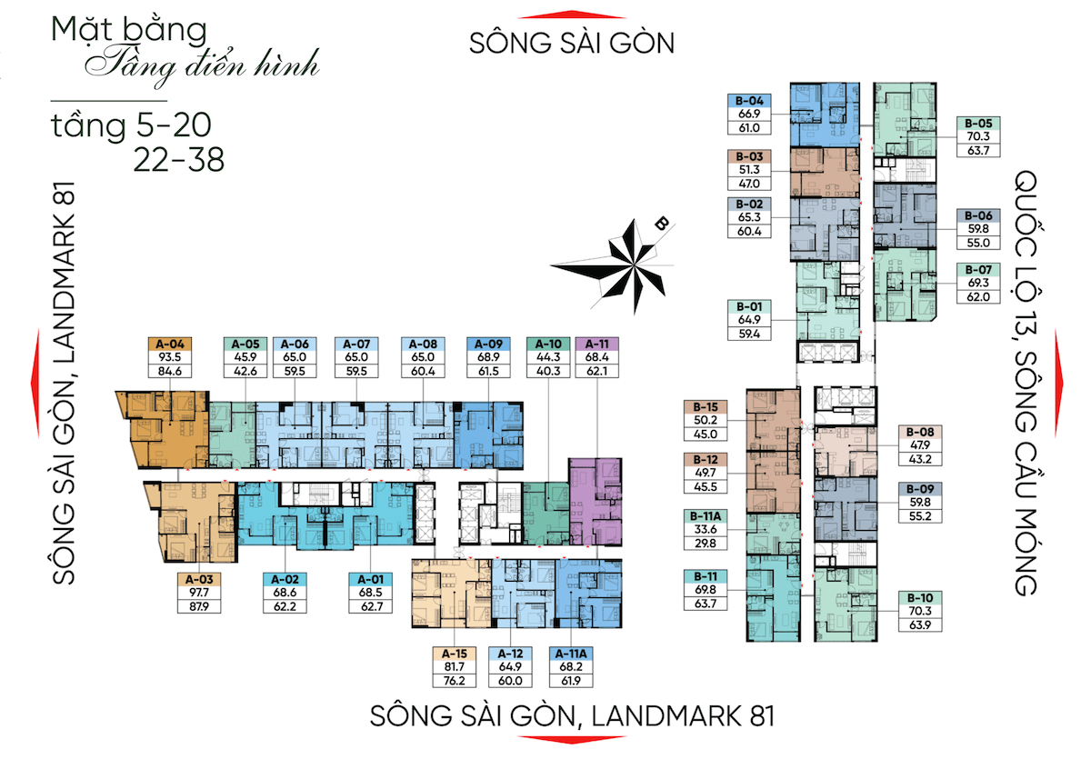 Mặt bằng điển hình A&T Sài Gòn Riverside