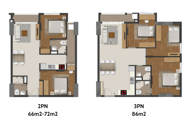 Căn 2PN-3PN Richmond City cho thuê